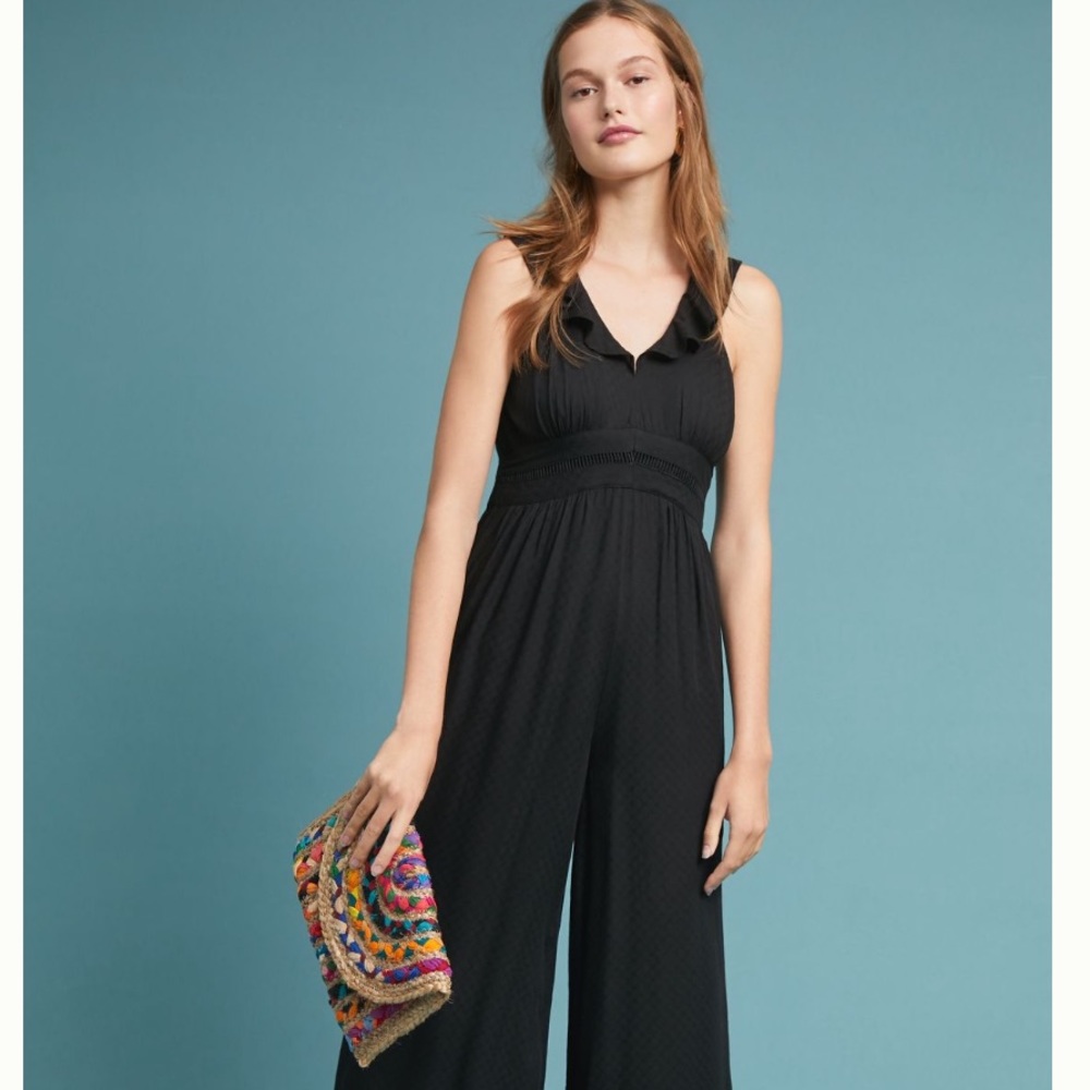 Syros Jumpsuit in navy and white polka dot